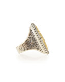 Silver & 18k Gold Filigree Top Oval Ring