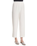 Wide-Leg Ankle Pants, White