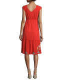 Cecilia V-Neck Floral-Embroidered Dress, Plus Size 