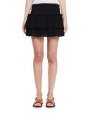Kamelie Tiered Voile Mini Skirt, Black