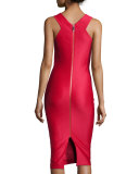 Erskine Snake-Embossed Sheath Dress, Red