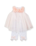 Sleeveless Tulle Swing Dress w/ Leggings, Pink, Size 3-9 Months