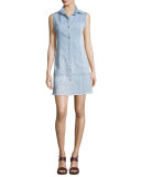 Effie Sleeveless Button-Front Shirtdress, Polished Stone