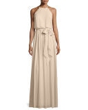 Alana Tie-Waist Chiffon Gown 