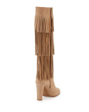 Fringie Fringe Suede Knee Boot, Skin Nude