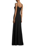 Tammi Sleeveless Scoop-Neck Gown, Black