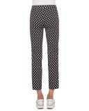 Franca Dot-Print Ankle Pants, Black/Cream