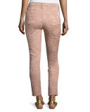 Perforated Jacquard Skinny Ankle Jeans