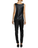Barclay Ribbed-Waist Pants, Black