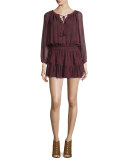 Paisley Georgette Ruffle Mini Dress