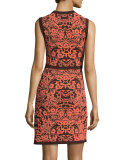 Sleeveless Floral Jacquard Sheath Dress 