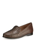 Pinch Woven Leather Loafer, Chestnut