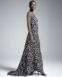 Rosalind Polka-Dot Paillette Gown, Black