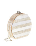 Oscar Striped Clutch Bag, Nude/Clear Mirror