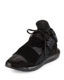 Qasa Men's High-Top Leather Trainer Sneaker, Black