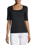 Half-Sleeve Square-Neck Top