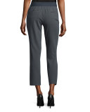 Elastic-Waist Ankle Pants, Dark Gray