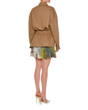 Long-Sleeve Landscape-Print Swing Dress, Multi