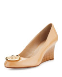Twiggie Logo Patent Wedge Pump, Light Oak