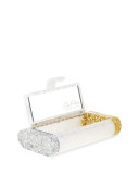 Lara Acrylic Ice Clutch Bag, White/Silver/Gold