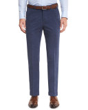 Corduroy Flat-Front Trousers, Blue