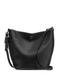 Duffle Leather Bucket Bag, Black