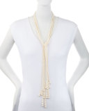 Long Six-Strand Pearl Lariat Necklace
