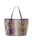 Erica Python Shopper Tote Bag, Natural/Purple