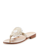 Georgica Leather Thong Sandal, Bone/White