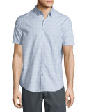Wisteria Graph-Check Short-Sleeve Shirt, Pale Purple