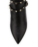 Rockstud Leather 65mm Ankle Bootie, Black