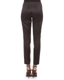 Melissa Silk-Satin Stretch Pants, Black