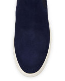 Newlyn Hidden-Wedge High-Top Sneaker, Heather Indigo