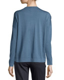 Long-Sleeve Shimmery Top, Blue