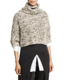Turtleneck Cropped Sweater, Sea Salt