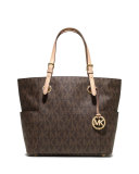 Logo-Print Signature Monogram Tote Bag, Brown