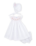Smocked Bishop Dress Set, White, Size 0-9 Months