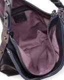 Alina Washed Leather Hobo Bag, Royal Metallic