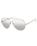 Mirrored Aviator Sunglasses, White Metal