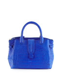 New Cristina Medium Crocodile Tote Bag, Blue Matte