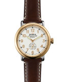 41mm Runwell Gold Watch with Leather Strap, Brown