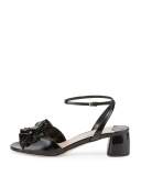Ruffled Patent 45mm Sandal, Nero