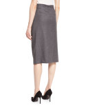 Faux-Wrap Midi Skirt, Flannel