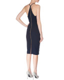 Flutter-Front Dress W/Fringe, Navy/White