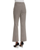 Flare-Leg Cropped Pants, Black/Pink