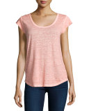 Neyo Linen Cap-Sleeve Top