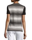 Zigzag Crewneck Jersey Tee, Caviar/Bianco