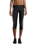 Pocket Capri Performance Leggings, Black/Purple