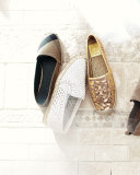 Rhea Metallic Espadrille Flat, Gold/Natural Blush