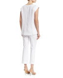 Joanie Short-Sleeve Linen Blouse 